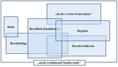 Abbildung 1: Exemplarisch: Sich überschneidende Zielgruppen „nicht traditionell Studierender" [eigene Darstellung]