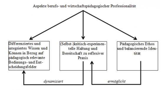 Abbildung 1: Dimensionen berufs- und wirtschaftspädagogische Professionalität (vgl. Brand & Tramm 2002, 272).