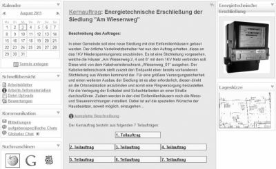 Abbildung 5: Problemstellung und -strukturierung eines komplexen Arbeitsauftrages mit Verlinkungen zu den einzelnen korrespondierenden Teilaufträgen.