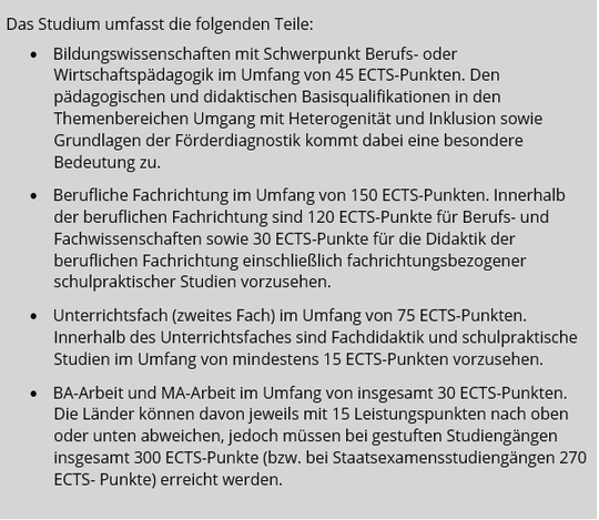 Abbildung 2:   Vorschlag der gtw zur Anpassung der KMK-Rahmenvereinbarung für den Lehramtstyp V[1]