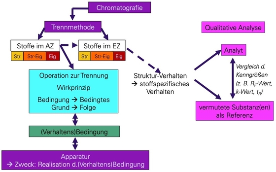 Abbildung 2: Kategorien der sachlogischen Strukturierung zur chromatografischen Trennung eines Stoffgemisches (vgl. Storz/Wirsing 1987; Niethammer 2006)