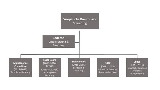 Abbildung 3: ESCO-Governance: Akteure und Aufgaben (European Commission 2019a; eigene Übersetzung)