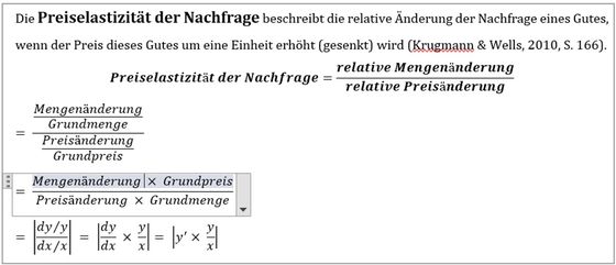  Abbildung 5: Multiple Choice Aufgabe bzgl. der Formel zur Berechnung der Preiselastizität.