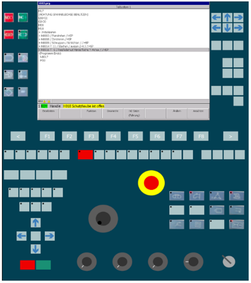 Abbildung 7: Virtuelles GUI der CNC-Drehmaschine mit notwendigen Interaktionsmöglichkeiten zur Handlungserfassung (eigene Abbildung)