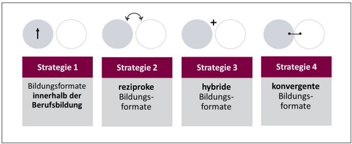 Abbildung 2: Curriculare Gestaltungsstrategien der InnoVET-Fortbildungsformate nach Hemkes & Wilbers (2019) (eigene Darstellung)