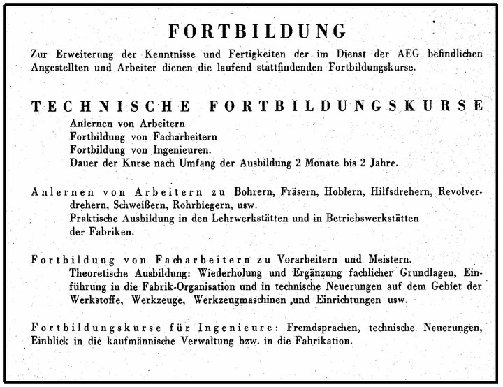 Abb. 1: Technische Fortbildungskurse bei AEG 1928